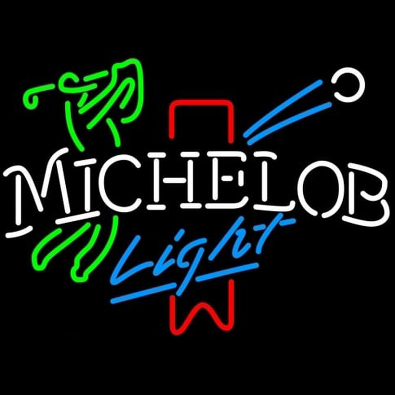 Michelob Light Red Ribbon Golfer Neon Skilt