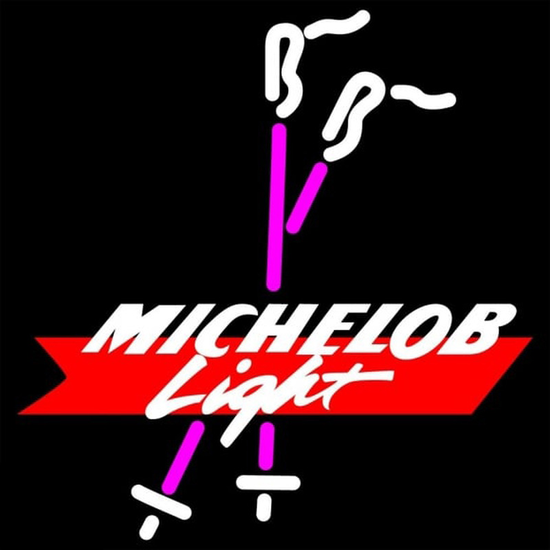 Michelob Light Ski Poles Beer Sign Neon Skilt