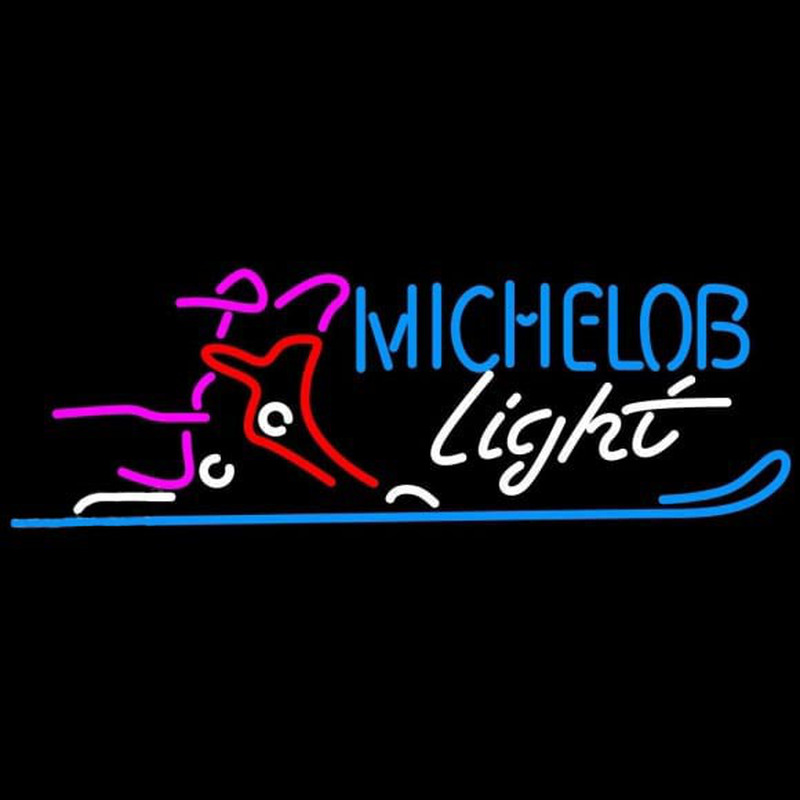 Michelob Light Snow Ski Boot Beer Sign Neon Skilt