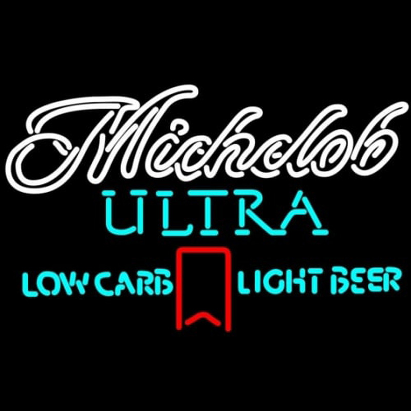 Michelob Ultra Light Low Carb Red Ribbon Neon Skilt
