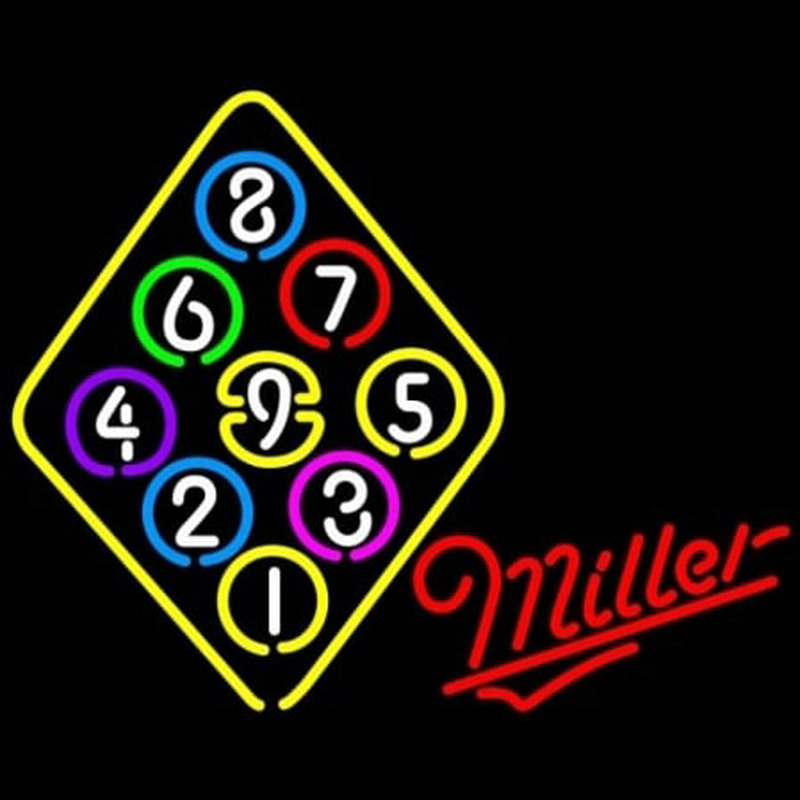 Miller Ball Billiards Rack Pool Neon Skilt