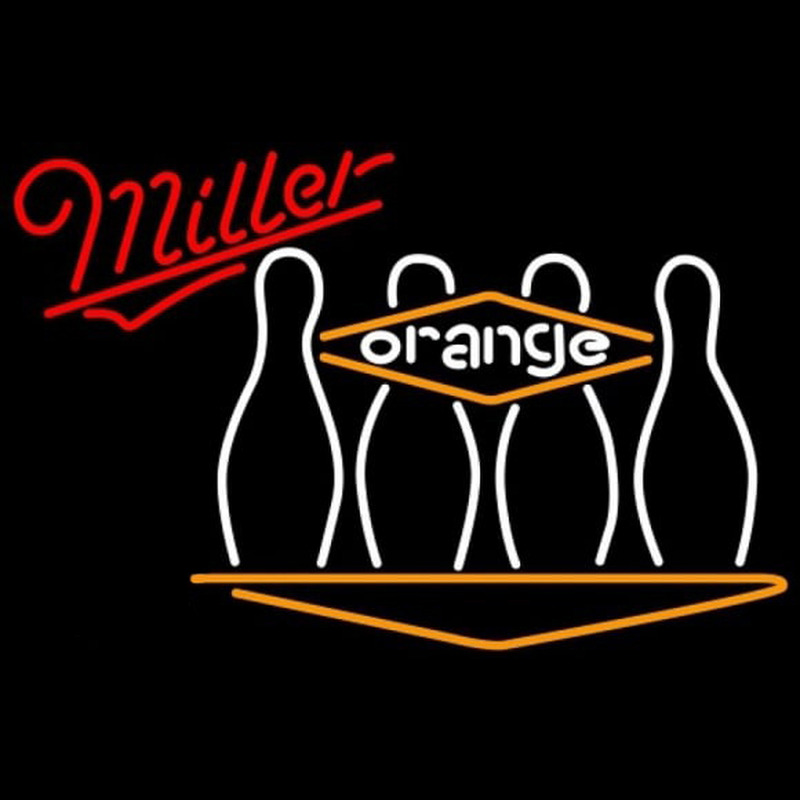 Miller Bowling Orange Beer Sign Neon Skilt
