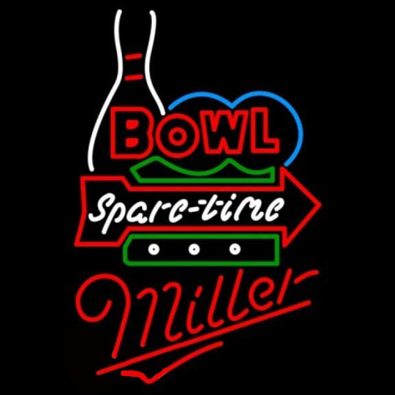 Miller Bowling Spare Time Beer Sign Neon Skilt