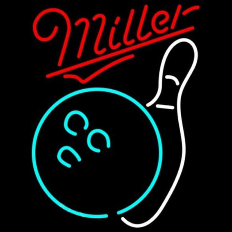 Miller Bowling White Beer Sign Neon Skilt