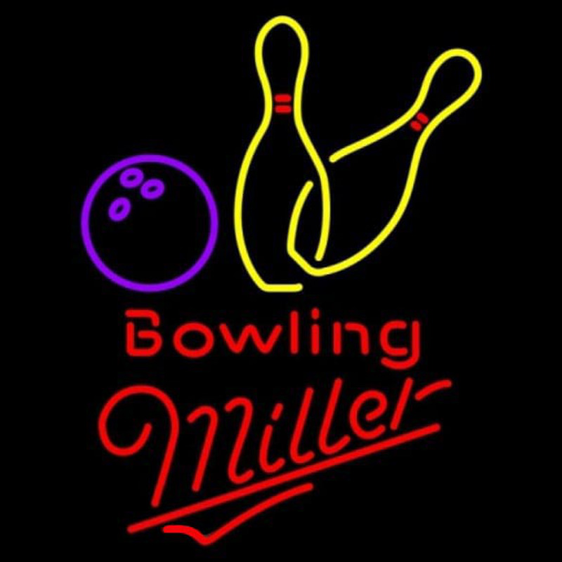 Miller Bowling Yellow Beer Sign Neon Skilt