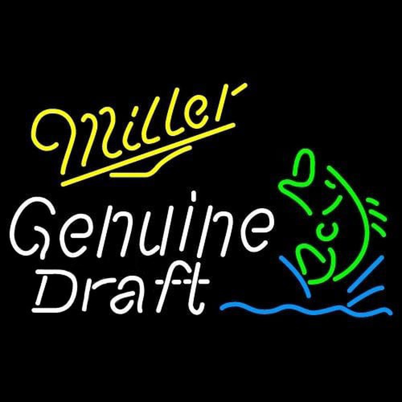 Miller Genuine Draft Blinking Fish Beer Sign Neon Skilt