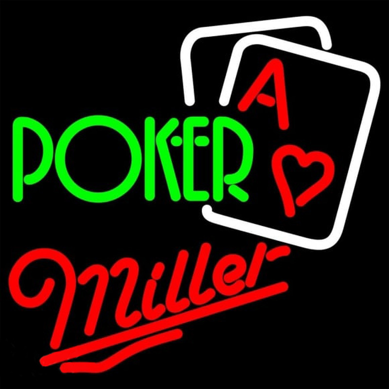 Miller Green Poker Beer Sign Neon Skilt