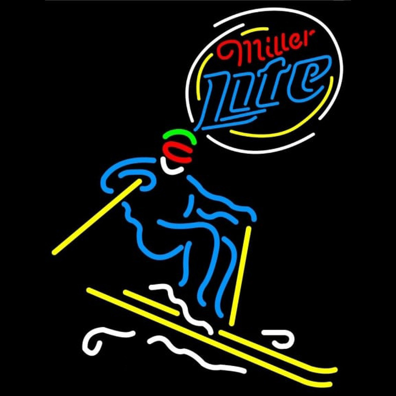 Miller Lite Skier Neon Skilt