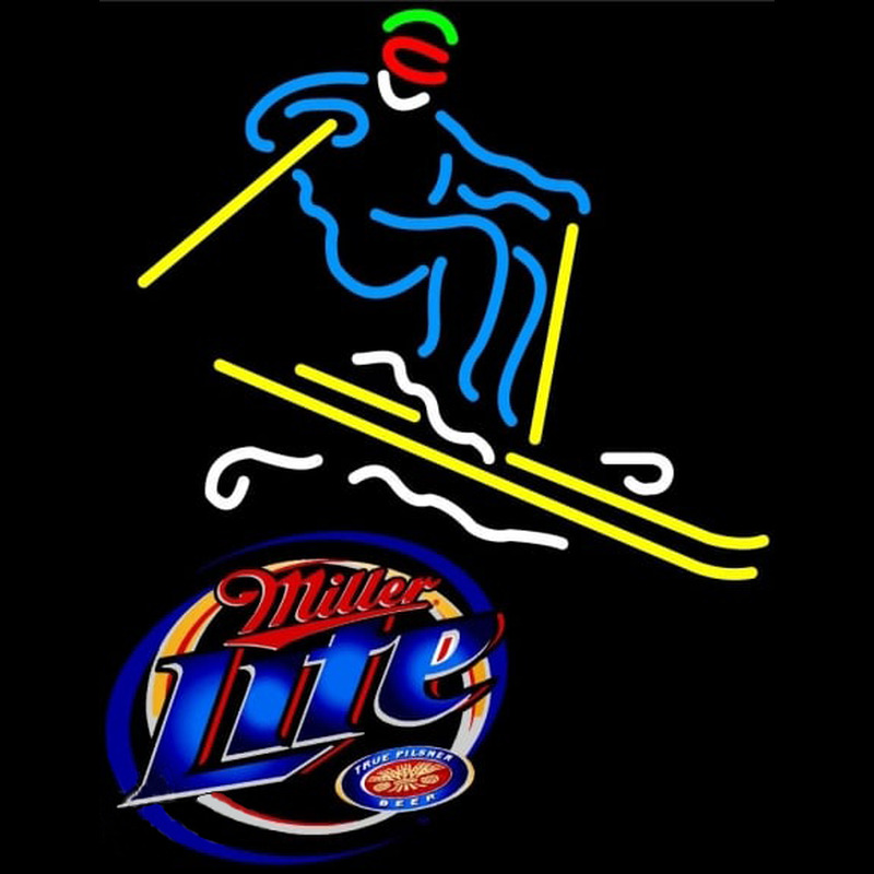 Miller Lite with Skier Neon Skilt