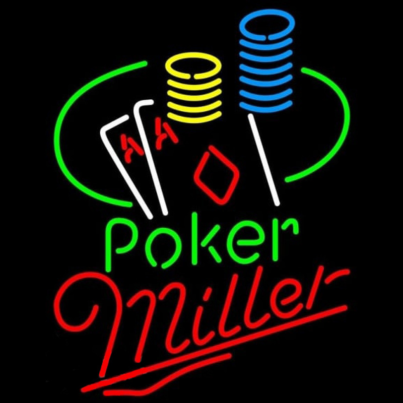 Miller Poker Ace Coin Table Beer Sign Neon Skilt
