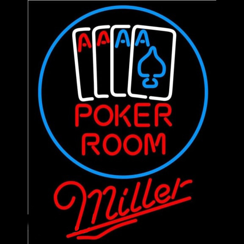 Miller Poker Room Beer Sign Neon Skilt
