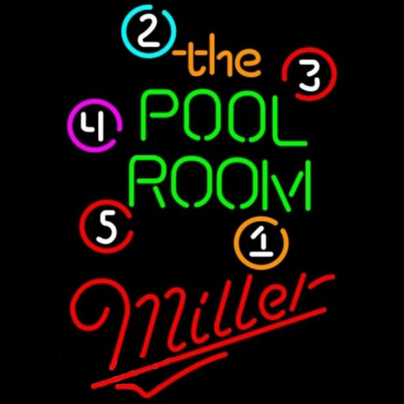 Miller Pool Room Billiards Beer Sign Neon Skilt