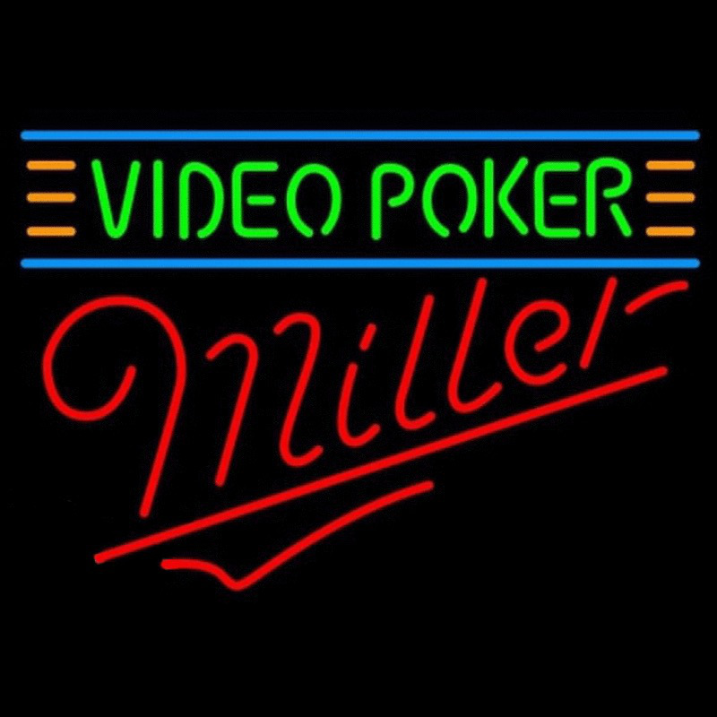 Miller Video Poker Beer Sign Neon Skilt