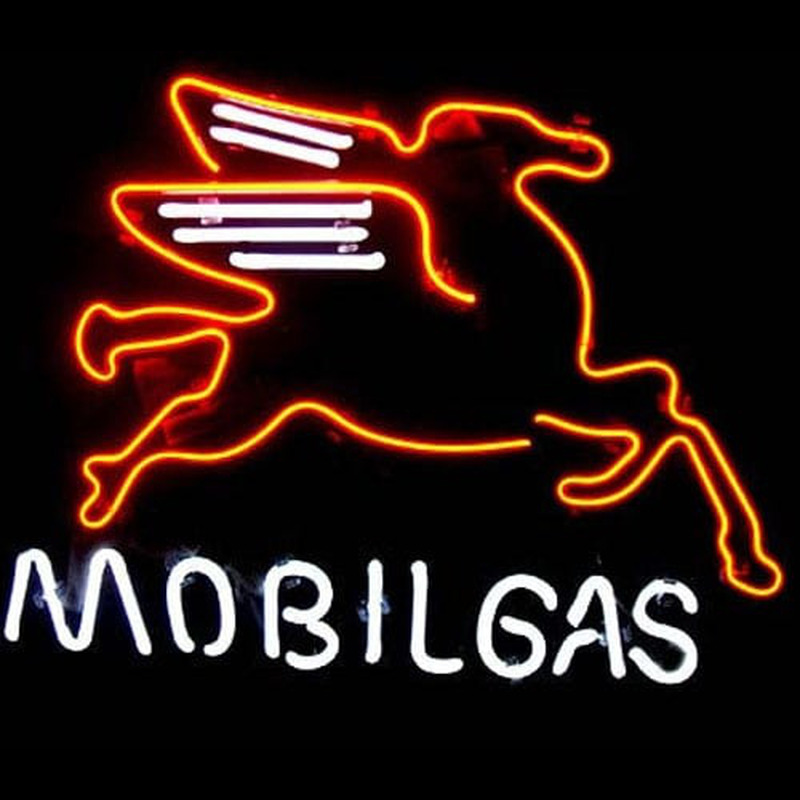 Mobil Gas & Oil Øl Bar Neon Skilt
