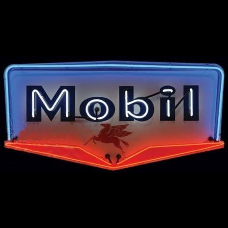 Mobil Gasoline Neon Skilt