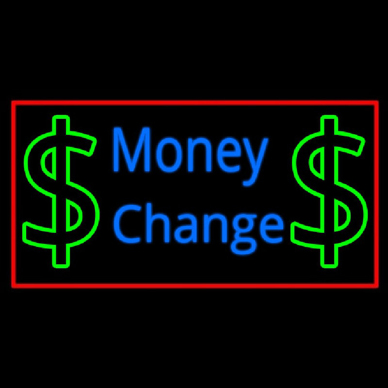 Money Change With Dollar Logo Neon Skilt