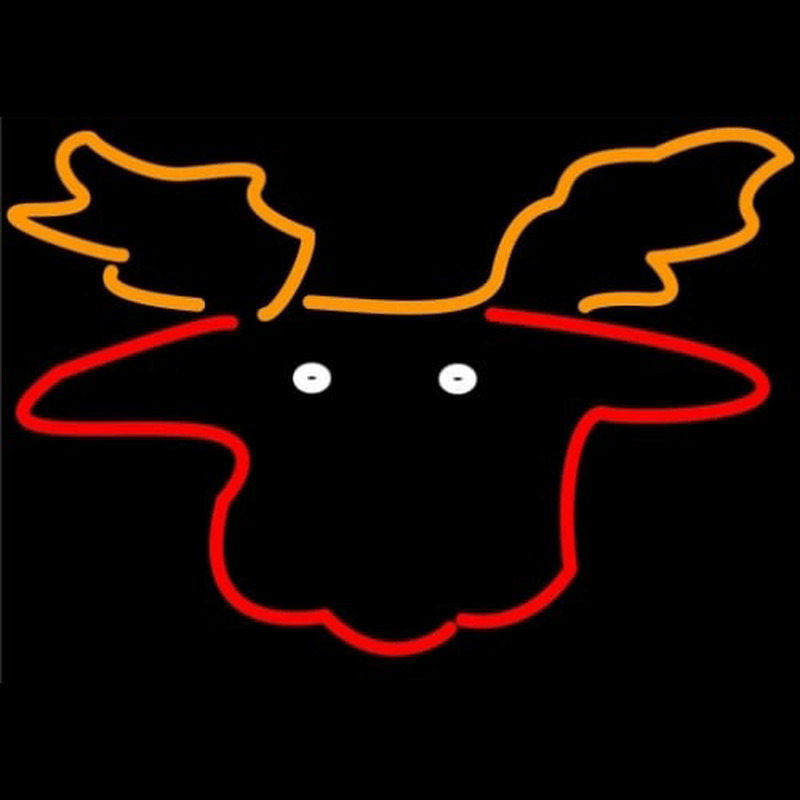 Moose Head with Logo Neon Skilt