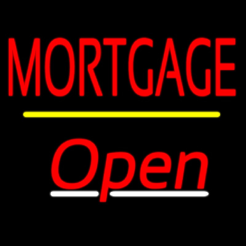 Mortgage Open Yellow Line Neon Skilt