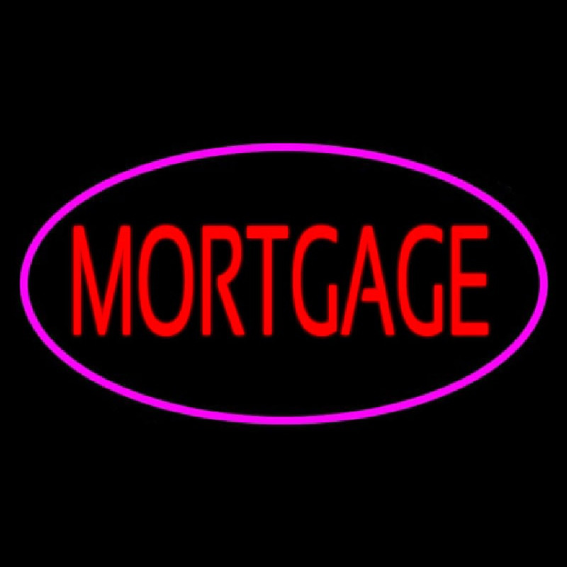 Mortgage Oval Pink Border Neon Skilt