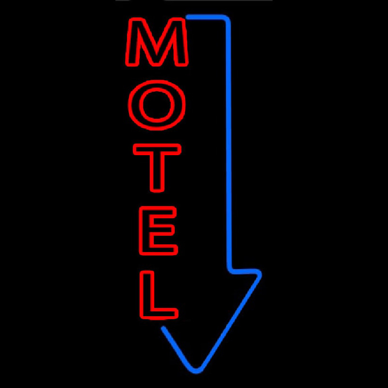 Motel With Down Arrow Neon Skilt