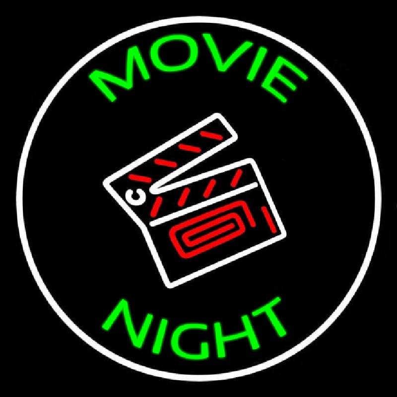 Movie Night With Border Neon Skilt