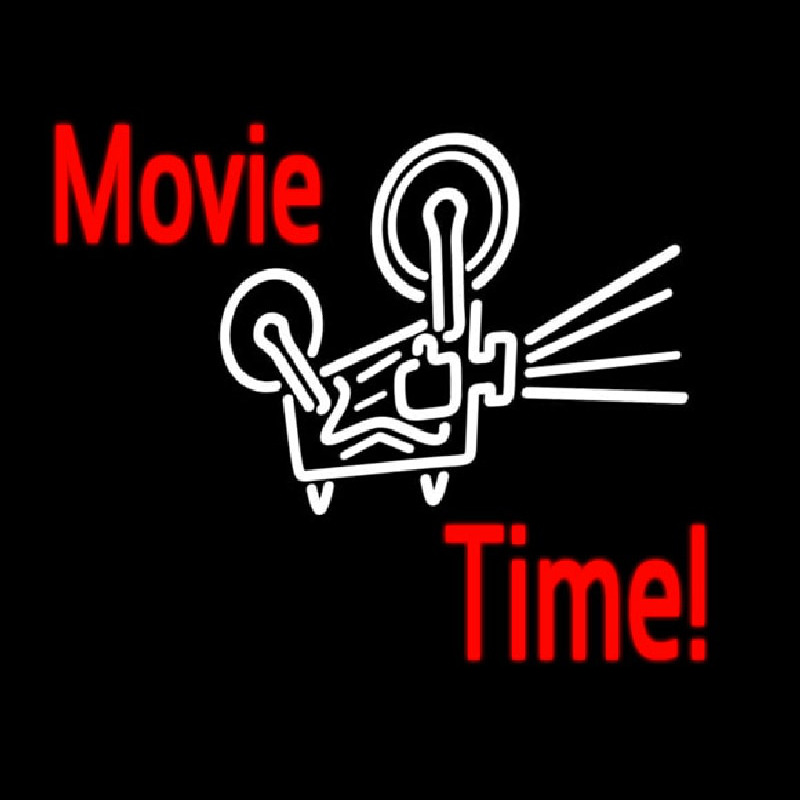 Movie Time With Logo Neon Skilt
