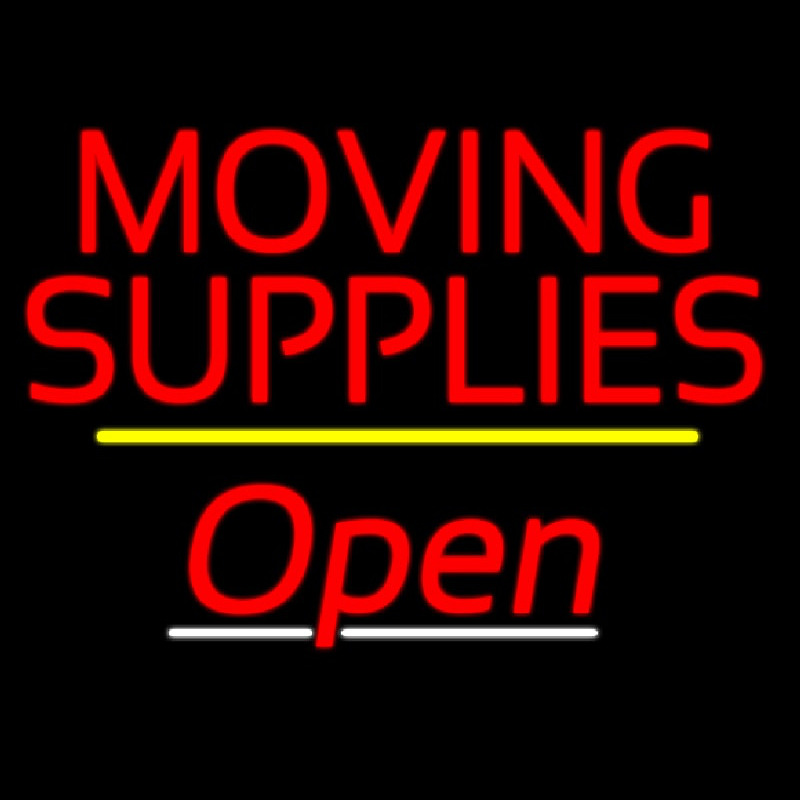 Moving Supplies Open Yellow Line Neon Skilt