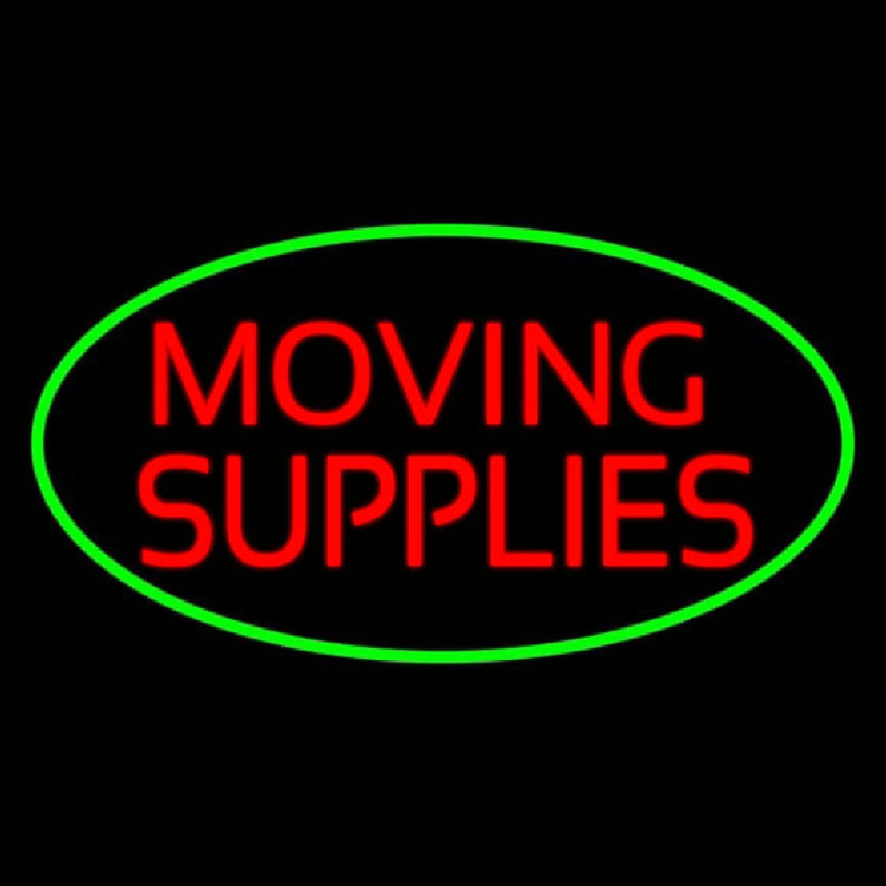 Moving Supplies Oval Green Neon Skilt