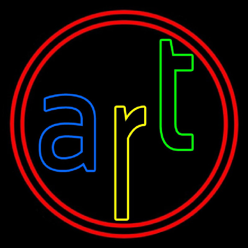 Multi Color Art With Red Circle Neon Skilt