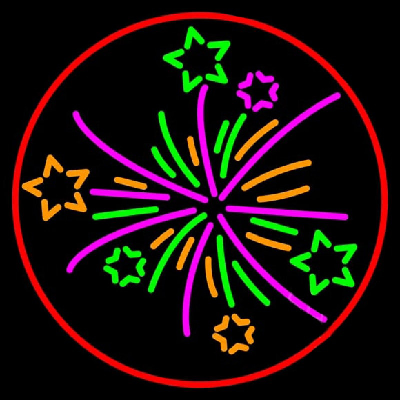 Multi Color Fire Works 1 Neon Skilt