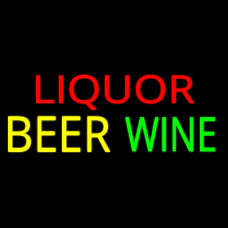 Multi Colored Liquor Beer Wine Neon Skilt