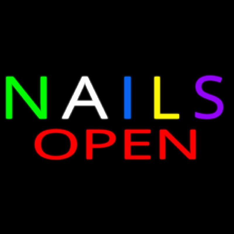 Multi Colored Nails Open Neon Skilt