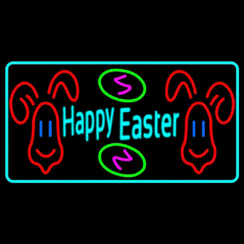 Multicolor Happy Easter 2 Neon Skilt