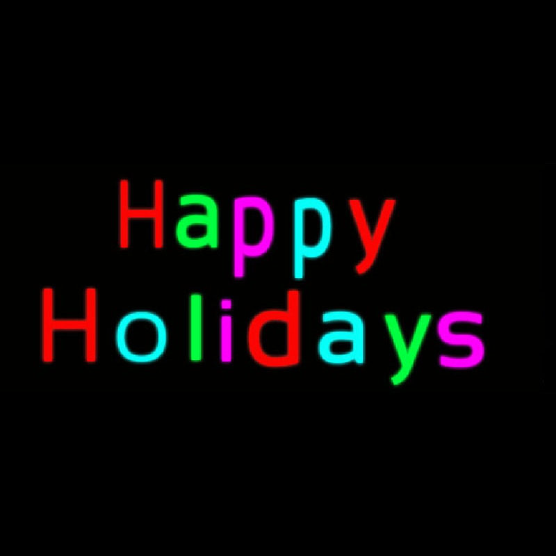 Multicolored Happy Holidays Neon Skilt