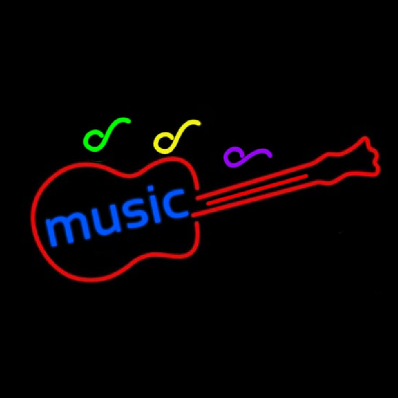 Music Guitar Neon Skilt