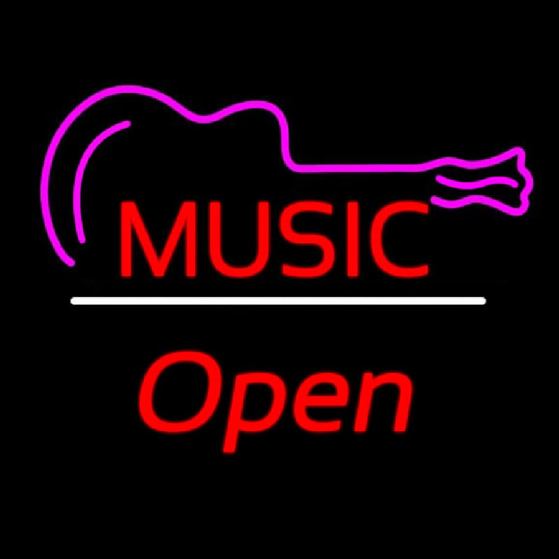 Music Logo Open White Line Neon Skilt