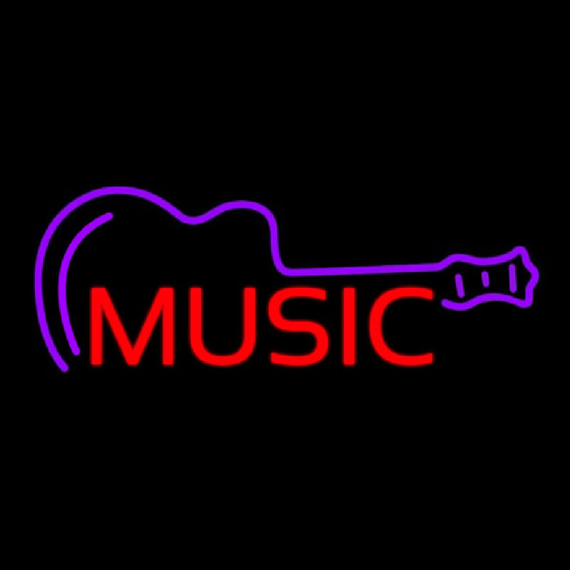Music With Guitar Neon Skilt