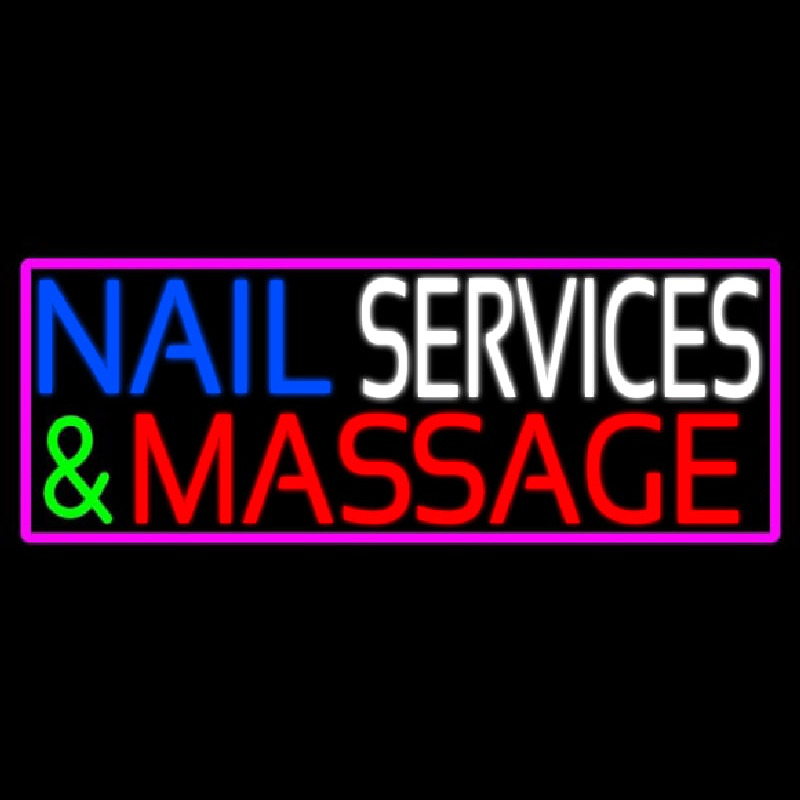 Nail Services And Massage Neon Skilt