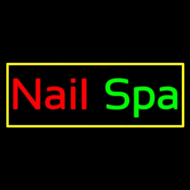 Nail Spa With Yellow Border Neon Skilt