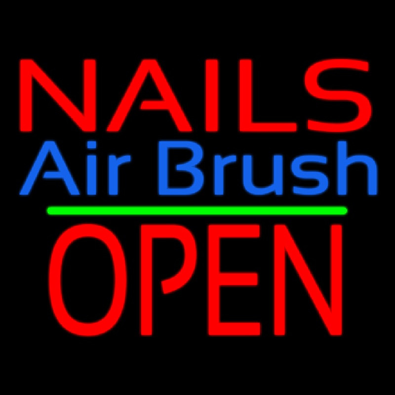 Nails Airbrush Block Open Green Line Neon Skilt