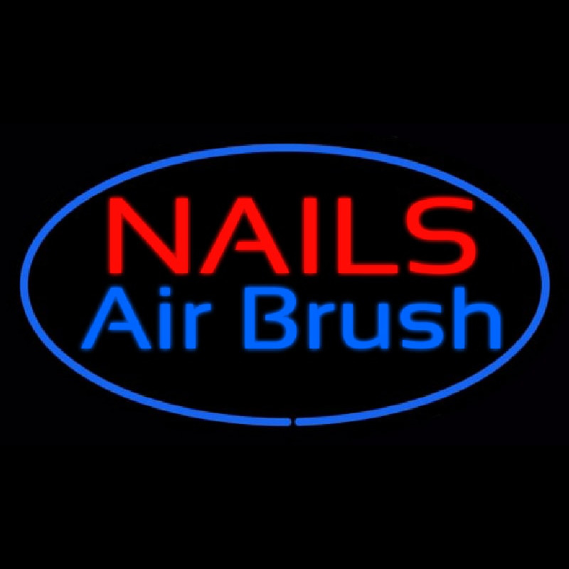 Nails Airbrush Oval Blue Neon Skilt