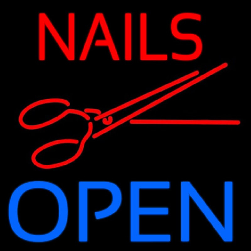 Nails Open With Scissors Neon Skilt