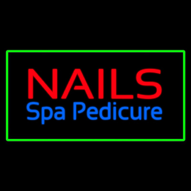 Nails Spa Pedicure Green Border Neon Skilt