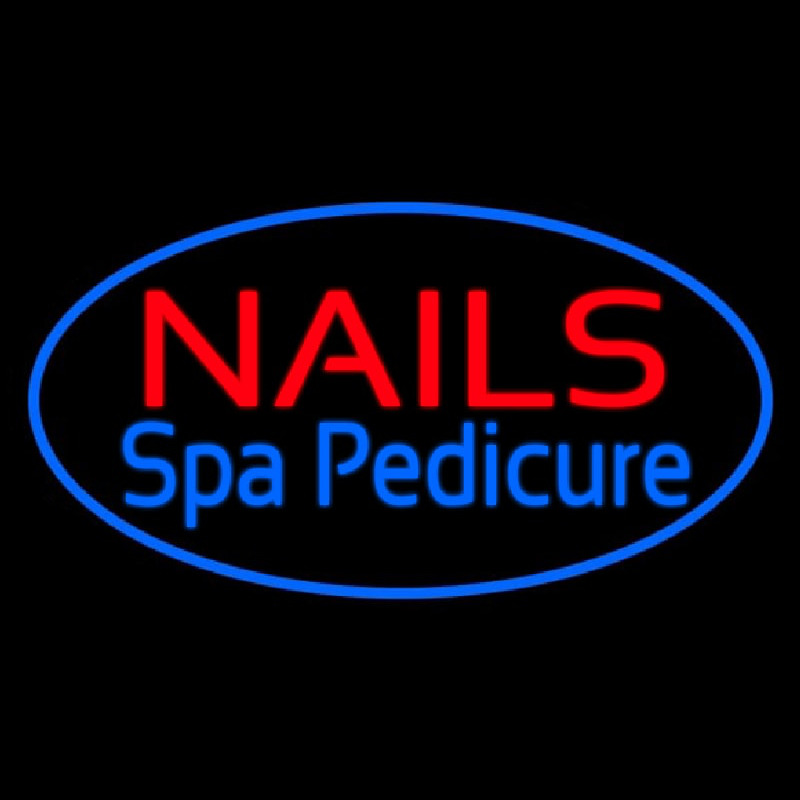 Nails Spa Pedicure Oval Blue Neon Skilt