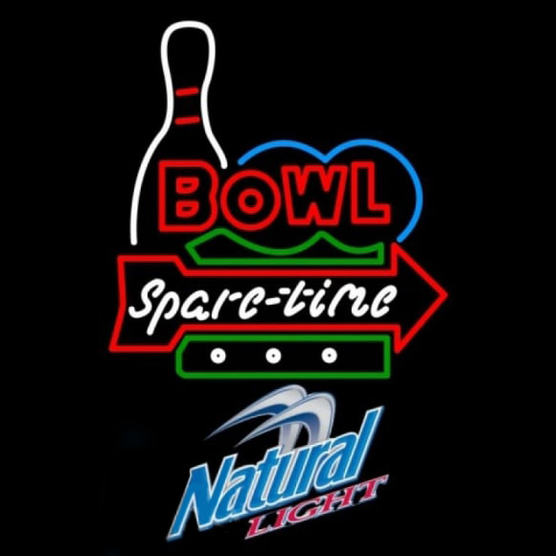 Natural Light Bowling Spare Time Beer Sign Neon Skilt