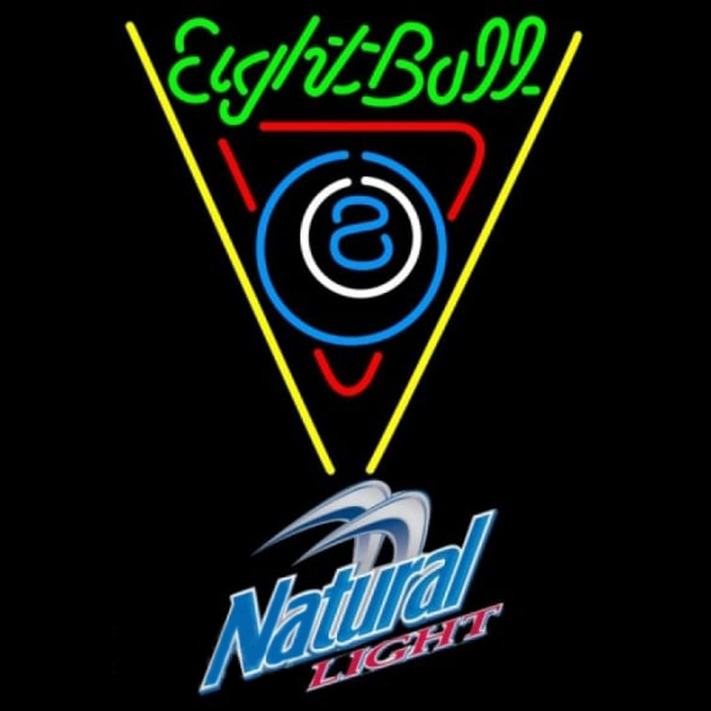 Natural Light Eightball Billiards Pool Beer Sign Neon Skilt