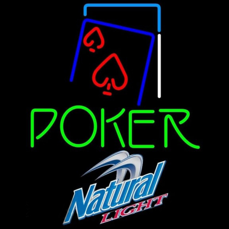 Natural Light Green Poker Red Heart Beer Sign Neon Skilt