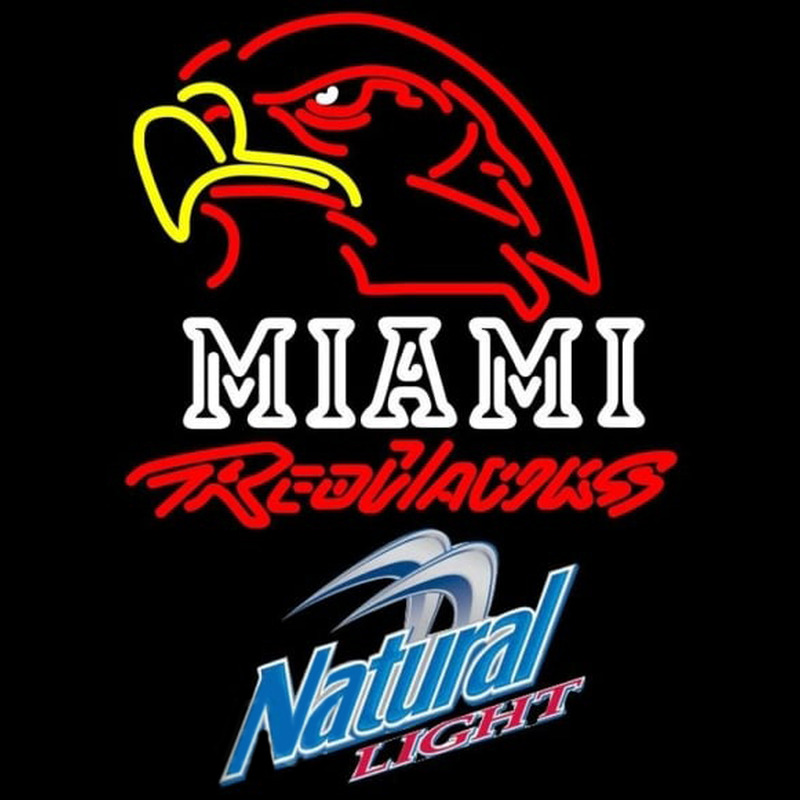 Natural Light Miami University Redhawks Beer Sign Neon Skilt