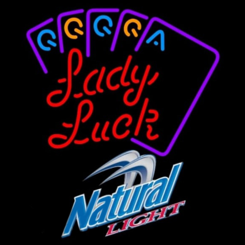 Natural Light Poker Lady Luck Series Beer Sign Neon Skilt