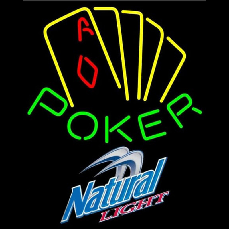 Natural Light Poker Yellow Beer Sign Neon Skilt